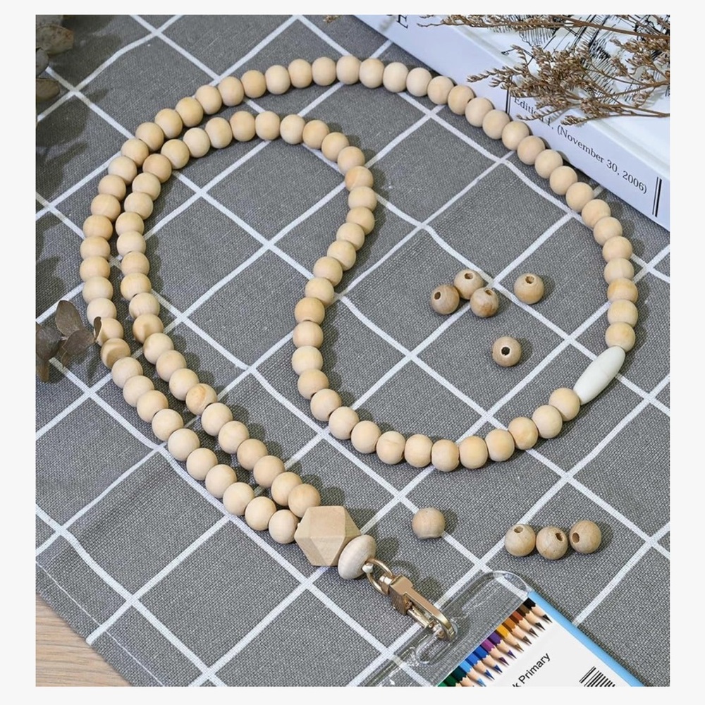 🆕 Lanyards for id badges and Keys for Women Wood Beaded Lanyard - Picture 4 of 6